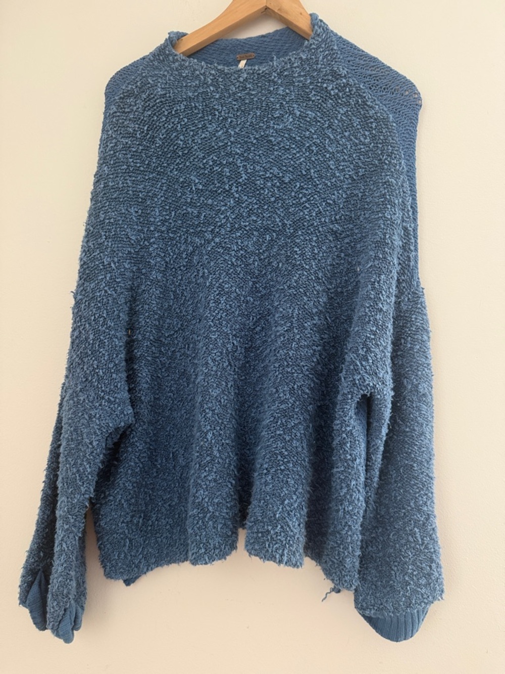 Free People Plush Crewneck Sweater in Dusty Blue